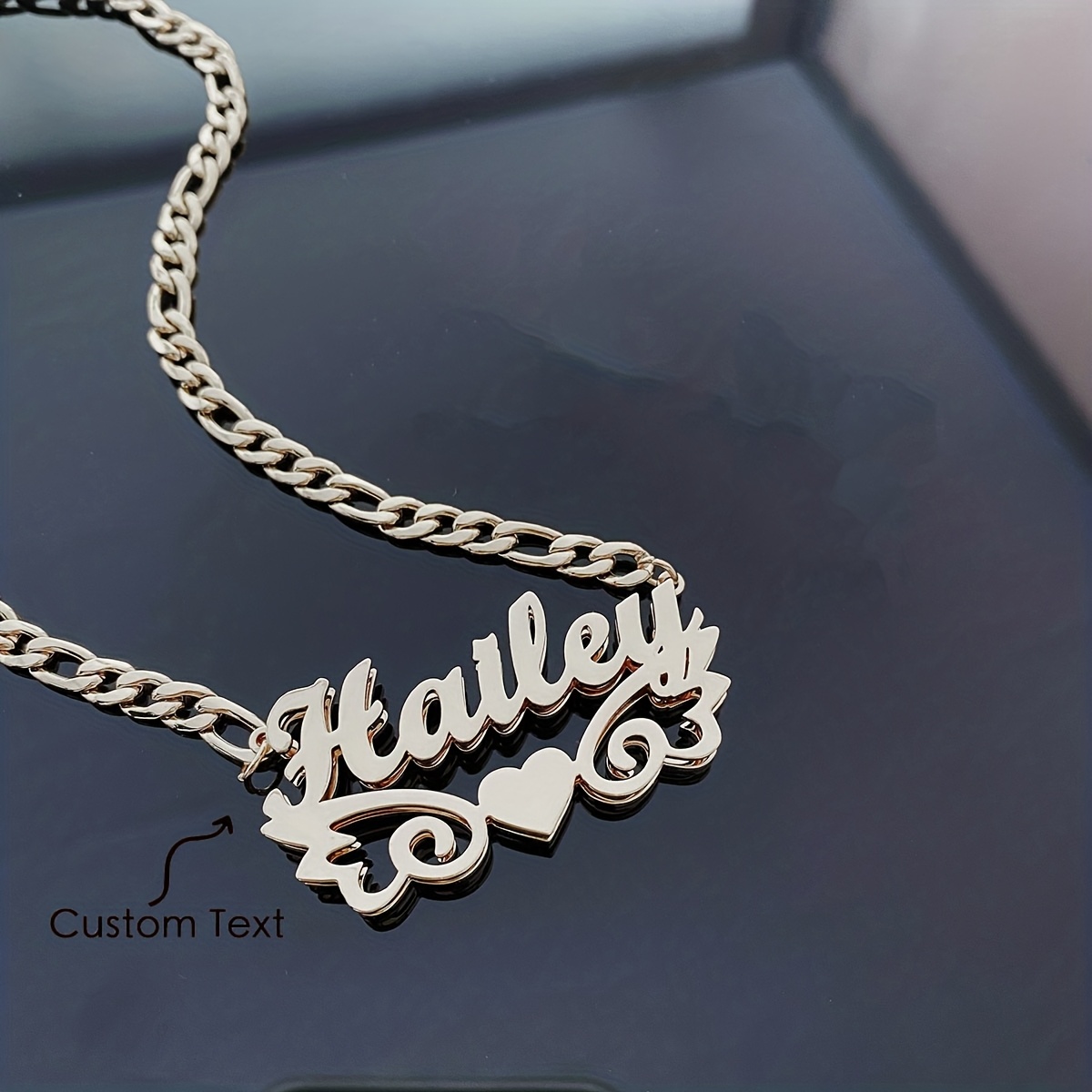 Personalized 18K Plated Wing Heart Name Necklace — Custom Gift